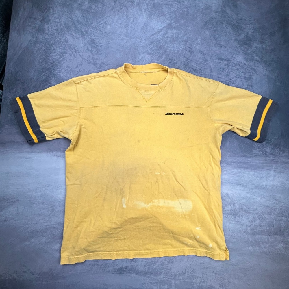 Vintage Aeropostale Y2K Football Jersey T-Shirt Yellow Aero 00 Boxy Fit 1383 - Picture 4 of 8